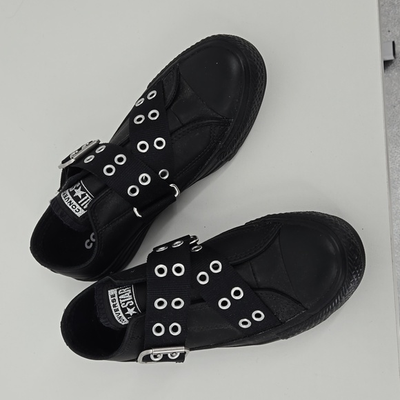 Convers Chuck Taylor All Star Punk Strap Slip On Low Top Women's Black Size 5 - Picture 2 of 9